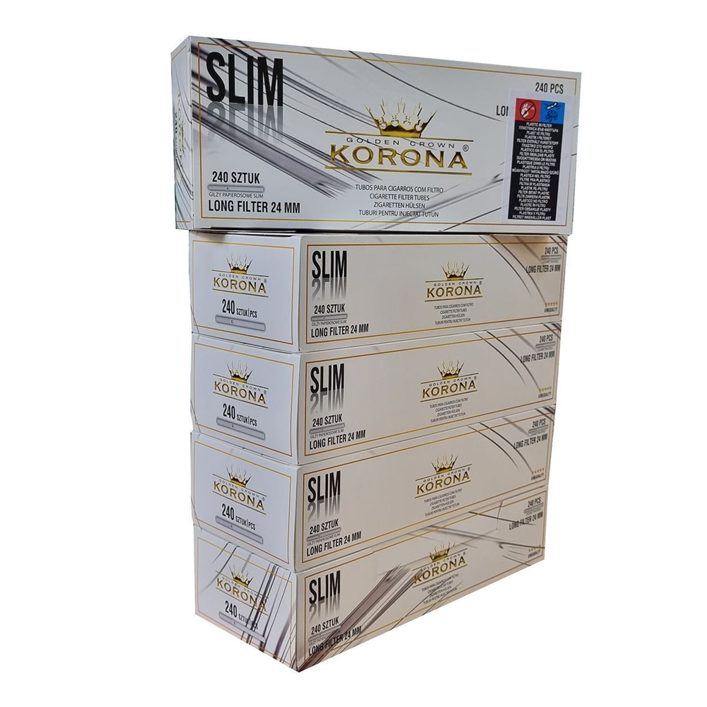 Комплект гильзы для сигарет "Korona" Slim Long White 24mm 5х240шт