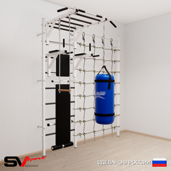 Шведская стенка Sv Sport 55310 (Турник рукоход/Брусья/Скамья/Трапеция/Цепь/Мешок 15кг/Канатный лаз)