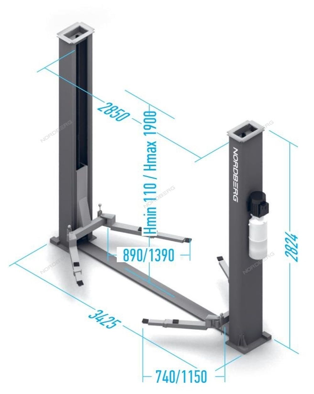 NORDBERG (N4121B-4T) Подъемник 2-стоечный 4 т, 380 В