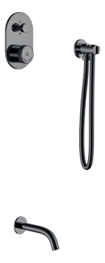 Смеситель встроенный + излив + держатель лейки + шланг TECH Shine Gun Metal