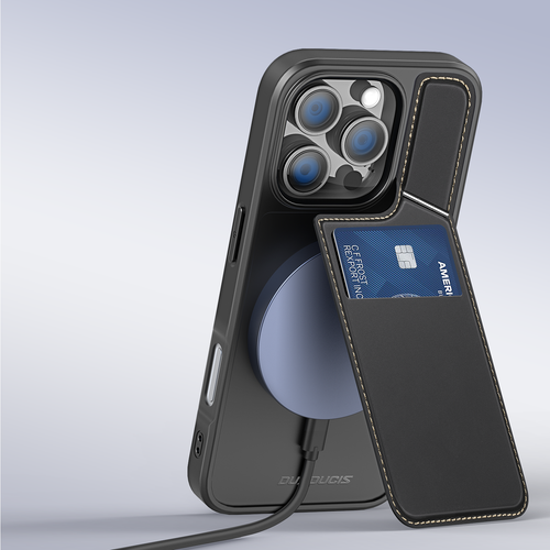Чехол с поддержкой MagSafe и подставкой-картхолдером от Dux Ducis для iPhone 16 Pro Max, серия Rafi II Mag Series