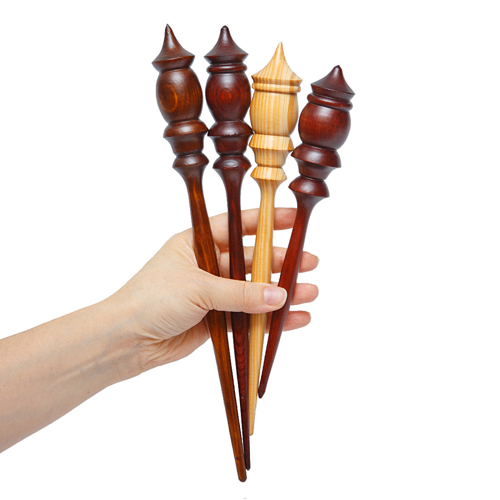 Набор деревянных опорных веретен для прядения из кедра 4 шт. Art of Siberia. BN1