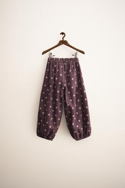 ZARA ZARA TIMELESS - БРЮКИ-БАНАНЫ В ГОРОШЕК, БАКЛАЖАНОВЫЙ