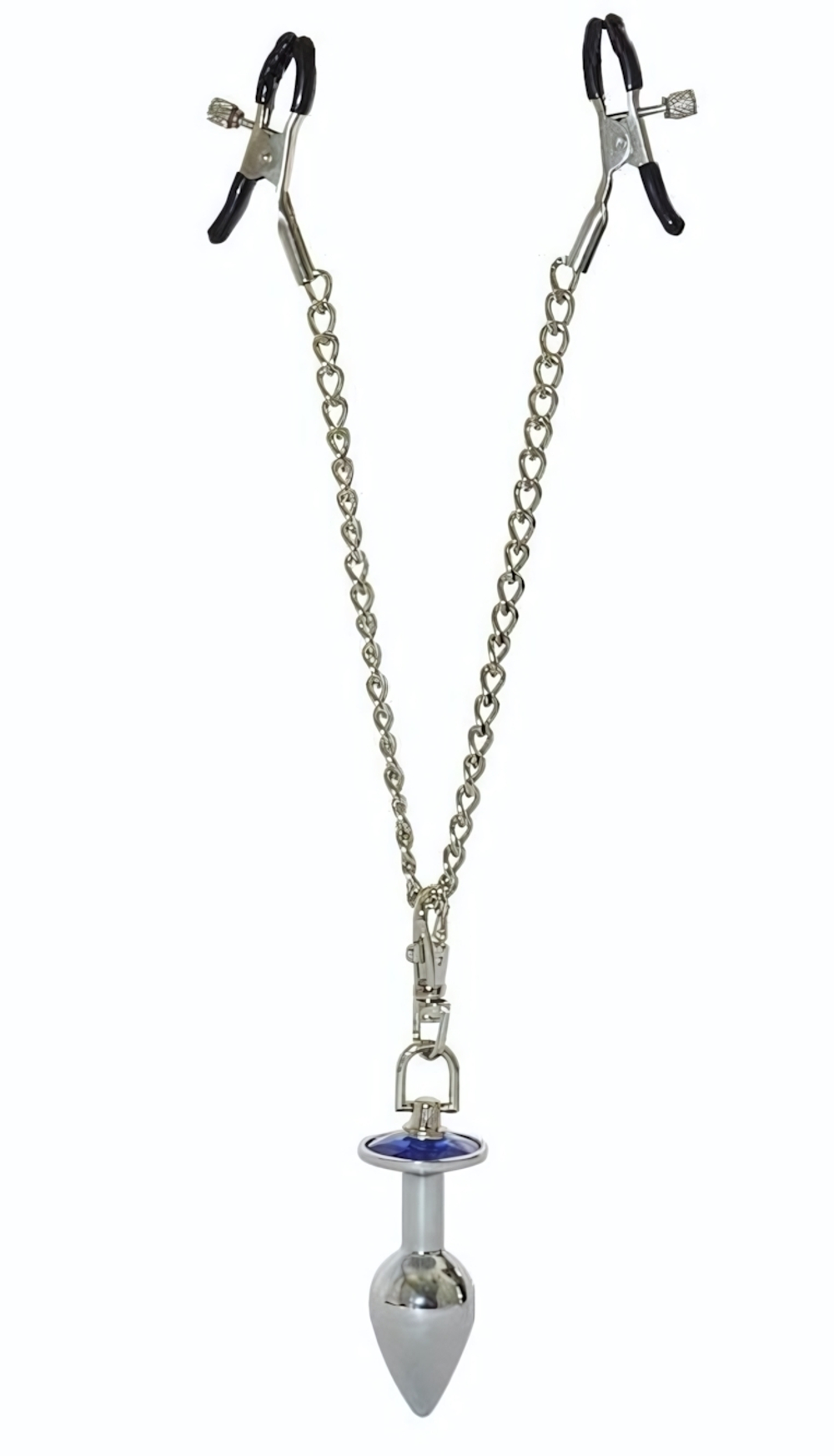 Зажимы для сосков с анальной пробкой (Цвет: серебристый)