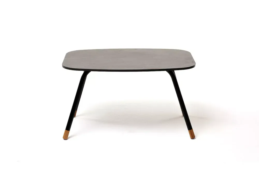 "Верона" журнальный столик из HPL 70х50, H40, каркас черный муар, цвет столешницы "серый гранит"