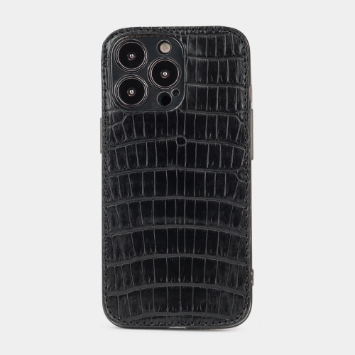 Чехол-накладка для iPhone 13 Pro из кожи крокодила, черного цвета