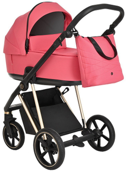 Детская коляска Roan Sol Luxury 3 в 1 с автокреслом Tutis Elo Black RSL/4040 Viva Magenta/Gold