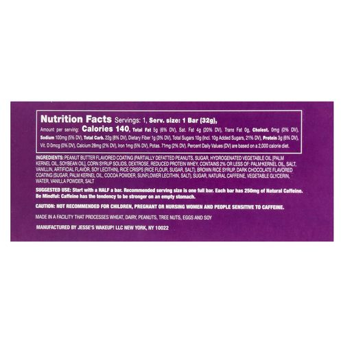 Jesse's WAKEUP!, Rice Crisp Bars, арахисовая паста, 6 пакетиков по 32 г (1,13 унции)