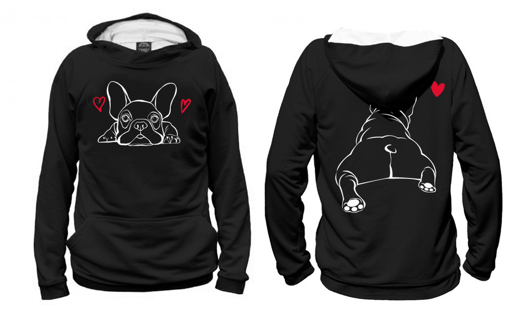 Толстовка двусторонняя "Французский бульдог - любовь"