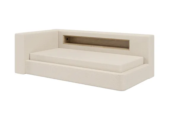 Диван-кровать Cube c нишей L (молочный, букле)