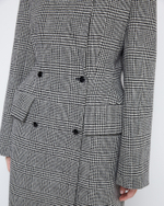 Пальто с формообразующими бедрами из шерсти Диор клетка черный/белый