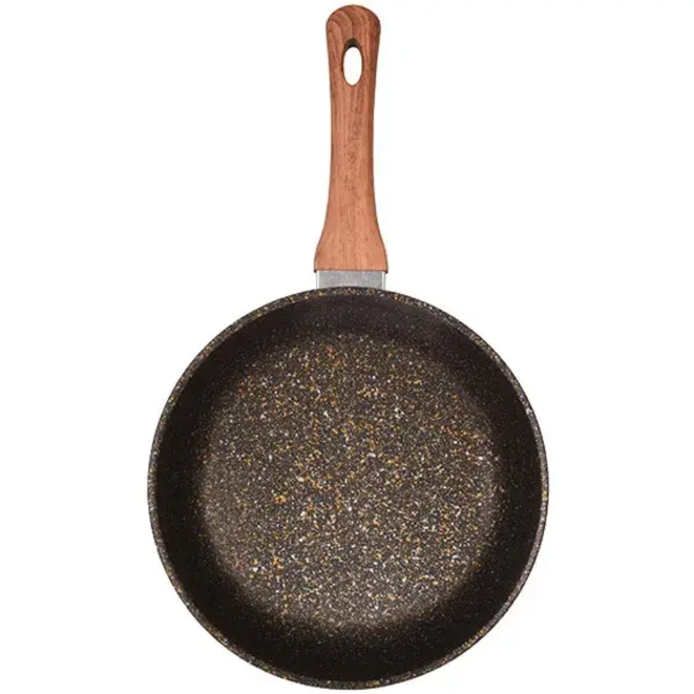 Сковорода 24*6см «Granit ultra» (black-gold) с ручкой и стекл. крышкой сгбг241а