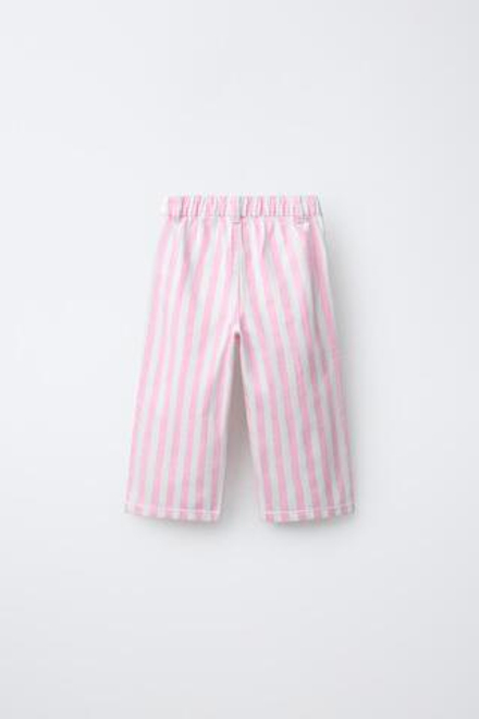 ZARA БРЮКИ-КЮЛОТЫ ИЗ ТВИЛА В ПОЛОСКУ, РОЗОВЫЙ