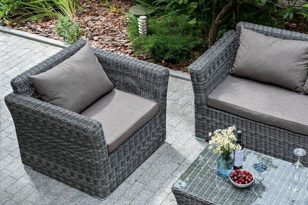 "Капучино Cингл" лаунж-зона из искусственного ротанга, цвет графит