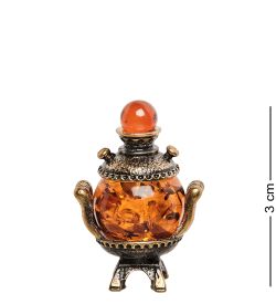 Народные промыслы AM-1806 Фигурка «Самовар» мал. (латунь, янтарь)