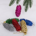 Ёлочные игрушки «Шишки блестящие» 9 см (набор 6 шт), классический микс