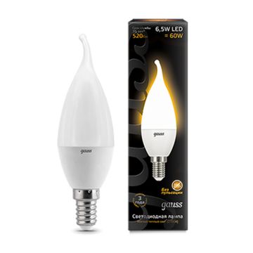 Лампа Gauss LED Candle tailed E14 6.5W 3000K 104101107