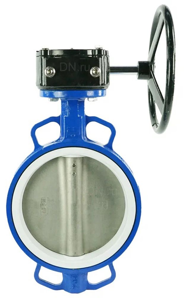 Water Butterfly Valve Elephant WCB-316L-PTFE-HAM, body material - carbon steel WCB, disk material - stainless steel AISI 316L, seal - PTFE, gear operated