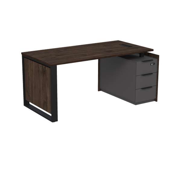 15СОЛУ-КЗ-ШД.1608 Стол рабочий с люч, на опорной угл тумбе, с ящ, с код замком (1660*884*750)