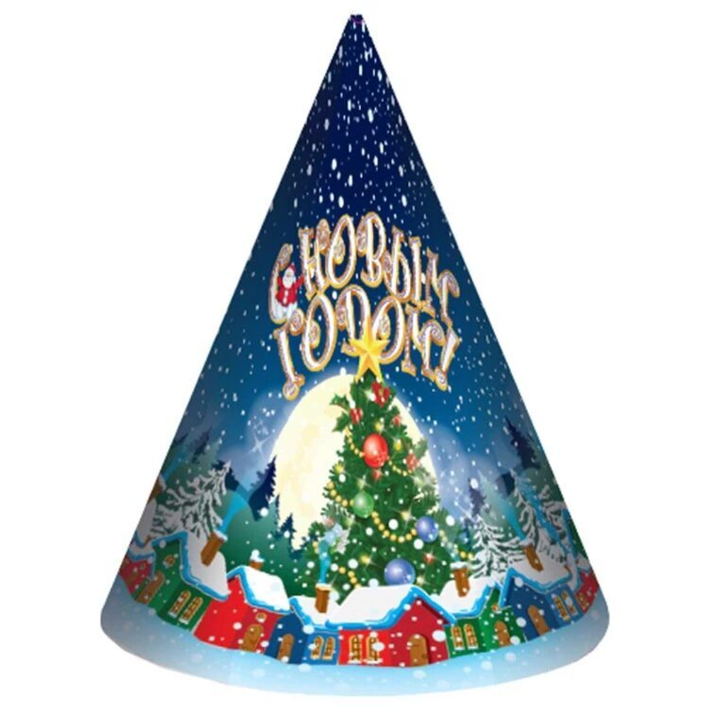 Колпак новогодний Домики в снегу 8шт