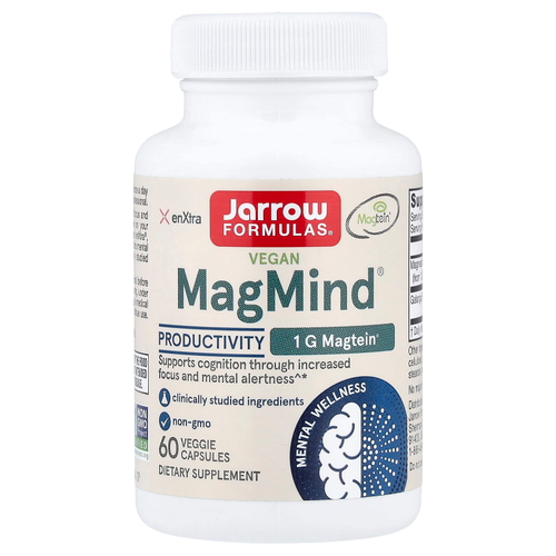 Jarrow Formulas, веганский MagMind®, для повышения продуктивности, 60 растительных капсул