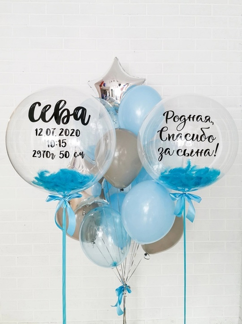 Шары на выписку из роддома для мальчика «Спасибо за сына»