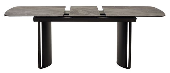 Стол RASMUS 160 KL-80 Серый мрамор, итальянская керамика / черный каркас, ®DISAUR
