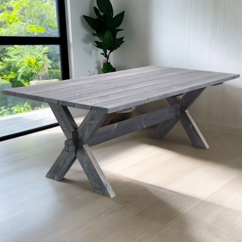 Деревянный стол садовый из массива сосны, графит