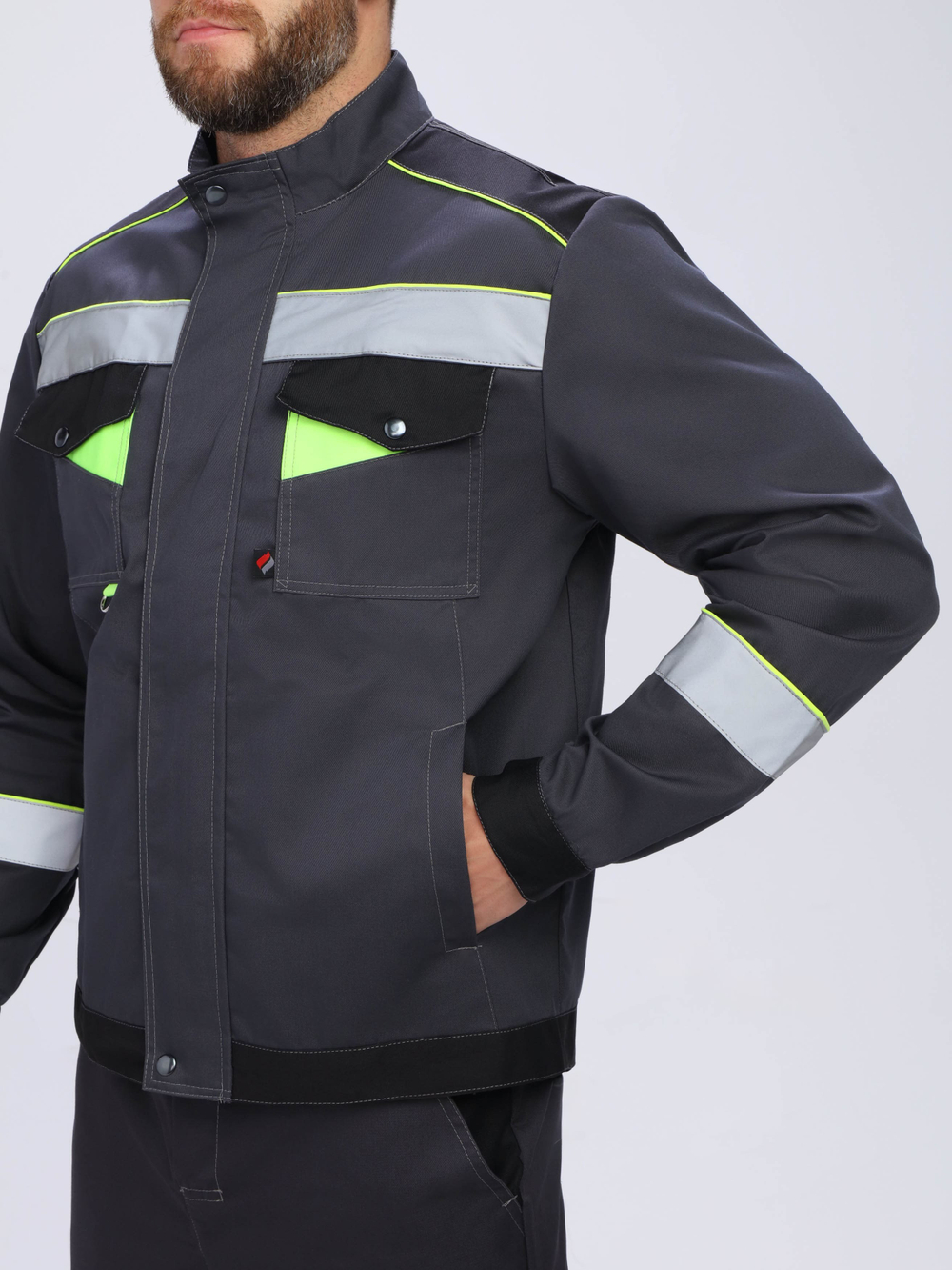 Костюм Ховард-1 (тк.Смесовая,240) брюки, т.серый/черный/лимонный