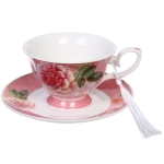 Чайная пара керамическая «Грация» (кружка 220мл+блюдце) в подарочной коробке, красная роза