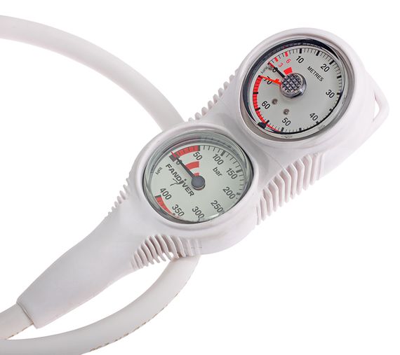 Консоль двухприборная FanDiver Compact (манометр 400 бар + глубиномер) белый