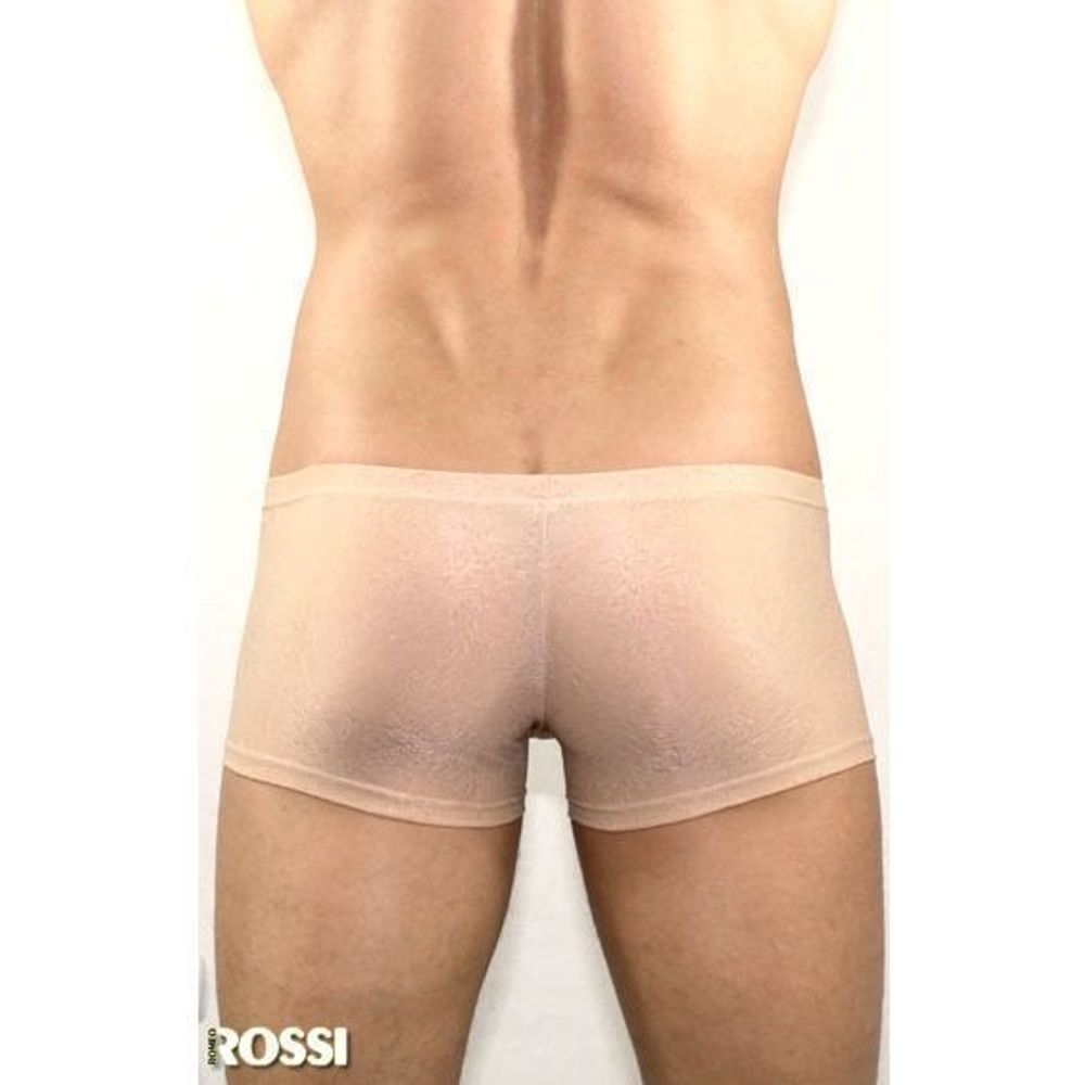 Мужские трусы боксеры бежевые в узорчатую сетку в виде роз Romeo Rossi Beige Rose Boxer RR00211