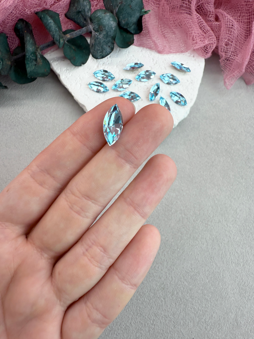 Наветт Navette 15*7 мм, Aquamarine