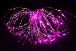 Светодиодная нить Роса 10 м., 100 розовых LED ламп, прозрачный провод, Winner (P.01.4T.100-)