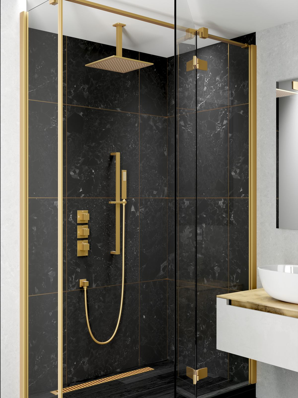 Душевая система встроенная с термостатом Selene SX-2229/17SM Золото матовое
