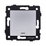 Выключатель 1-клавишный перекрестный 10А/250В с LED подсветкой, изогнутый, серый Kollinger REA-R-015GY для Aspekt, Eleganz, Reflex
