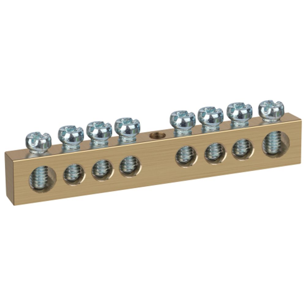 Шина ЭРА NO-122-30 PEN земля-ноль 8х12мм 8/1 латунная крепеж по центру | Шины N, PE, PEN