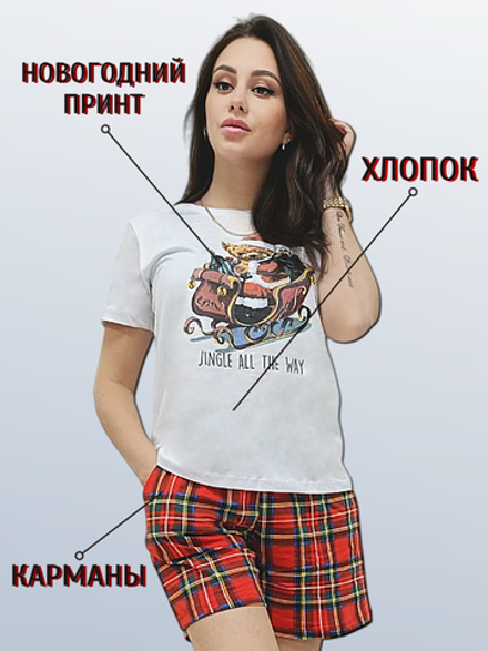 36007 Пижама женская футболка с шортами (56)