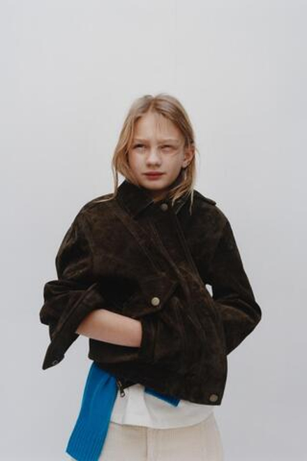 ZARA КУРТКА ИЗ 100% КОЖИ, ШОКОЛАДНЫЙ