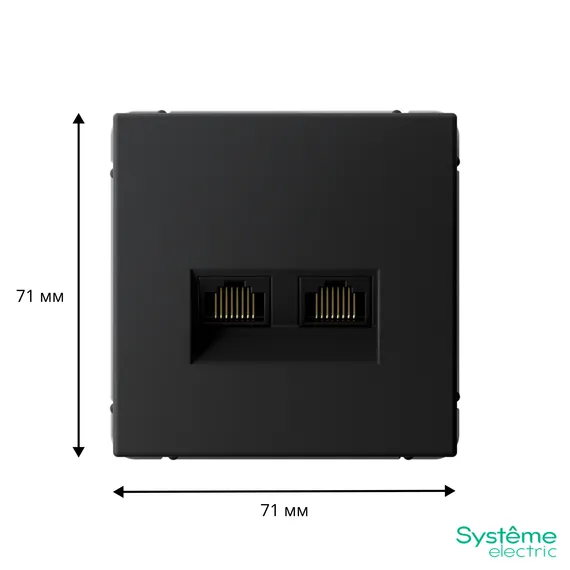 Розетка компьютерная 2-м ArtGallery RJ45 + RJ45 кат.5E механизм карбон SE GAL001085