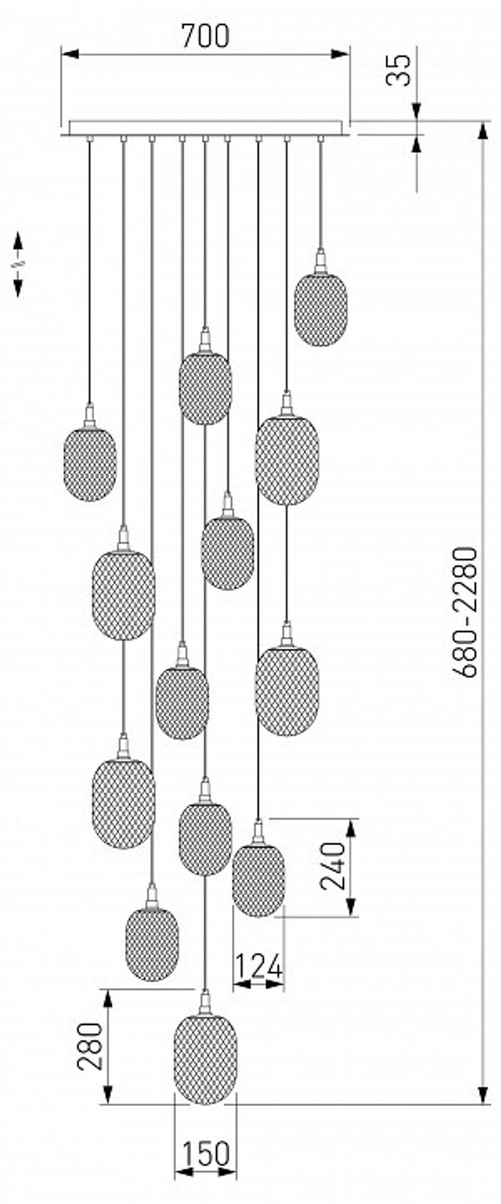 Подвесная люстра Eurosvet Pineapple 50266 дымчатый/прозрачный/янтарный