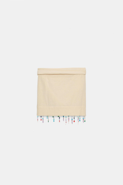 ZARA ЮБКА-ПАРЕО С БУСИНАМИ, ЭКРЮ