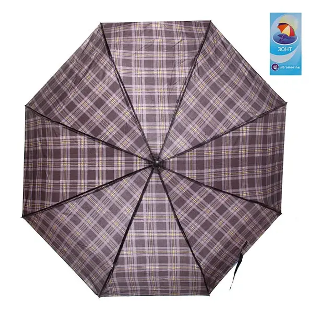 Зонт мужской механический «Ultramarine», клетка, 8 спиц, d-105см, длина в слож. виде 24см