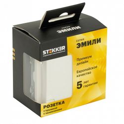 Розетка с заземлением и со шторкой, с крышкой Stekker Эмили 49881
