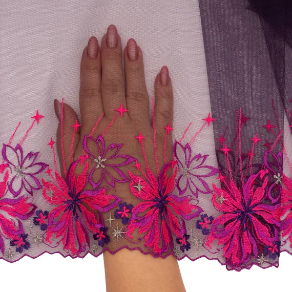 Вышивка на сетке фиолетовая/неон 24 см (правая)