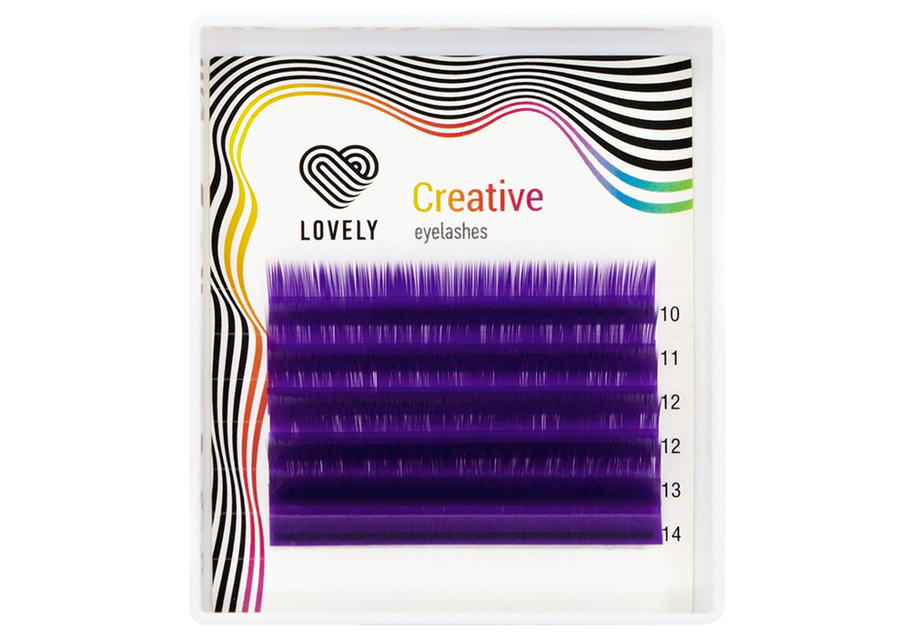 Ресницы фиолетовые (purple) Lovely MINI - 6 линий - MIX