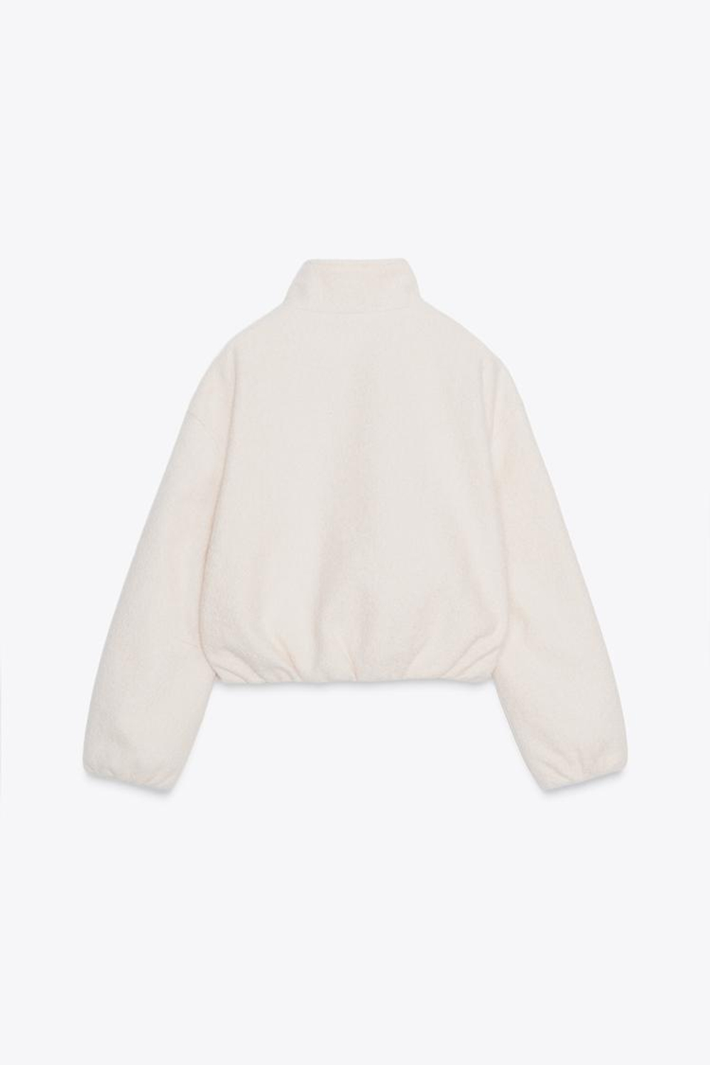 ZARA КУРТКА ИЗ БУКЛЕ С ВОРОТНИКОМ-СТОЙКОЙ, ЭКРЮ