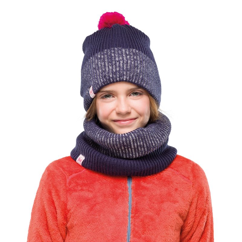Вязаный шарф-труба с флисом детский Buff Neckwarmer Knitted Polar Audny Night Blue Фото 2