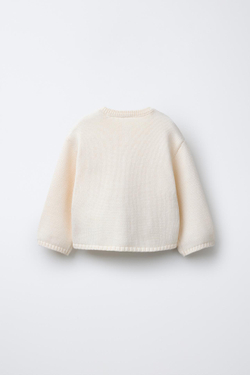 ZARA КАРДИГАН С КАРМАНАМИ «СЕРДЦА», ЭКРЮ