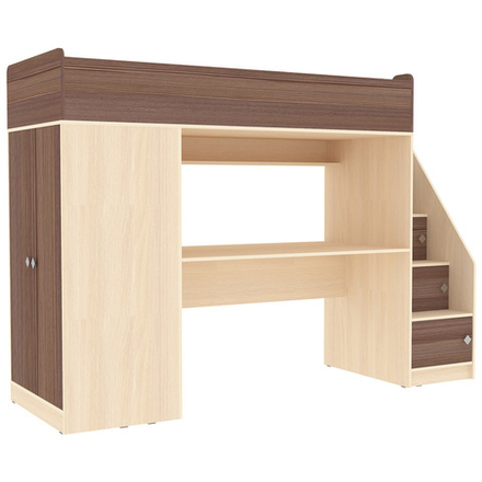 Кровать-чердак КарИВи Л-Ф606.3 75х190  Дуб Молочный Бодего Темный